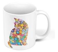 Fabulous Mug céramique Jolie Illustration Art Chat Fait de Fleurs Blanc G