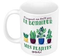 Fabulous Mug céramique Mes Plantes - L'argent ne Fait Pas le Bonheur Blanc G