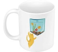 Fabulous Mug céramique Poche Surprise Chat Aquarium Blanc G