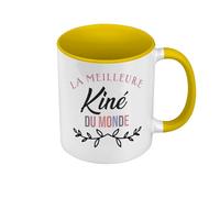 Fabulous Mug de Couleur Qualité Premium Jaune - La Meilleure Kiné du Monde Medecin Sport - Tasse avec anse et intérieur de couleur