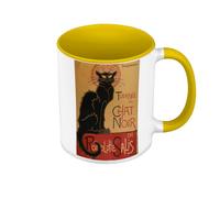 Fabulous Mug de Couleur Qualité Premium Jaune - Tournee Du Chat Noir Steinlen Retro Vintage Affiches - Tasse avec anse et intérieur de couleur