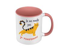 Fabulous Mug de Couleur Qualité Premium Rose - Je ne ronfle pas, Je ronronne Humour Chat - Tasse avec anse et intérieur de couleur