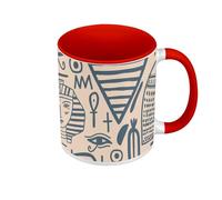 Fabulous Mug de Couleur Qualité Premium Rouge - Motif Hieroglyphes Egyptiens Ancien Symboles Antiquité Egypte Pharaons - Tasse avec anse et intérieur de couleur