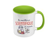 Fabulous Mug de Couleur Qualité Premium Vert - La Meilleure Scientifique du Monde Science Physique Mathématique Biologie Einstein - Tasse avec anse et intérieur de couleur