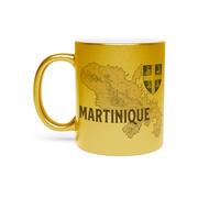 Fabulous Mug Doré en Céramique Chromé - Martinique 972 Departement Fort de France Carte Ancienne Rare - 325 ml