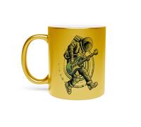 Fabulous Mug Doré en Céramique Chromé - Space Rocker Cosmonaute Illustration Guitare Rock Espace - 325 ml