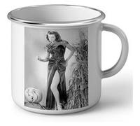 Fabulous Mug en métal émaille Barbara Hale Sorciere Halloween Star Cinema Vintage Blanc G