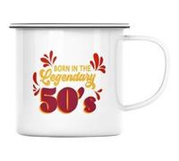 Fabulous Mug en métal émaille Born in the Legendary 50's Blanc G