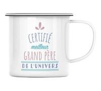 Fabulous Mug en métal émaille Certifié meilleur Grand père de l'univers Blanc G