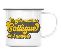 Fabulous Mug en métal émaille Certifiée meilleure Collègue de l'univers Blanc G