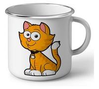 Fabulous Mug en métal émaille Chat Roux Mignon Dessin Blanc G