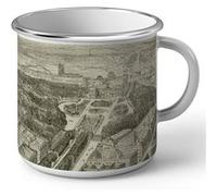 Fabulous Mug en métal émaille Dessin Ancien Jardin Du Luxembourg Paris Blanc G