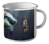 Fabulous Mug en métal émaille Dessin Requins Effrayant Blanc G