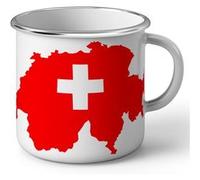 Fabulous Mug en métal émaille Drapeau Carte Suisse Blanc G