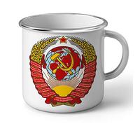 Fabulous Mug en Métal Emaillé Ecusson Embleme Partie Communiste URSS Russie Vintage
