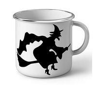 Fabulous Mug en Métal Emaillé Halloween Sorciere Balai Nez Crochu Magique