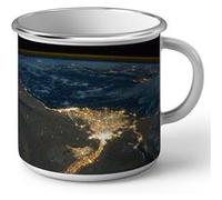 Fabulous Mug en métal émaille ISS Splendide Photo De la Terre De Nuit Egypt Blanc G