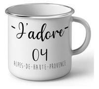 Fabulous Mug en métal émaille J'Adore 04 Alpes De Haute Provence Departement Blanc G