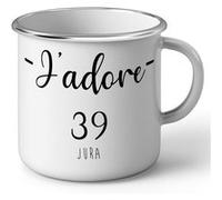 Fabulous Mug en métal émaille J'Adore 39 Jura Departement Lons Blanc G