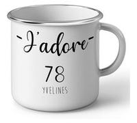 Fabulous Mug en métal émaille J'Adore 78 Yvelines Departement Versailles Blanc G
