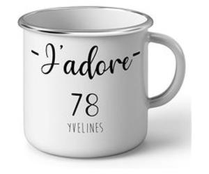 Fabulous Mug en métal émaille J'Adore 78 Yvelines Departement Versailles Blanc G