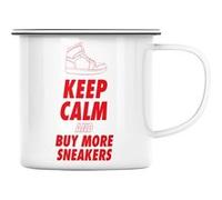 Fabulous Mug en métal émaille Keep Calm and Buy more Sneakers Red Blanc G