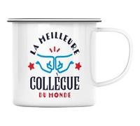 Fabulous Mug en métal émaille La Meilleure Collègue du Monde Blanc G