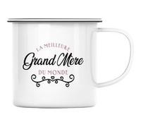 Fabulous Mug en métal émaille La Meilleure Grand Mère du Monde Blanc G