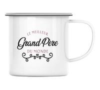Fabulous Mug en métal émaille Le Meilleur Grand Père du Monde Blanc G