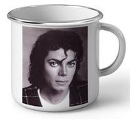 Fabulous Mug en métal émaille Michael Jackson Portrait Noir et Blanc Blanc G