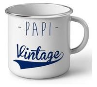 Fabulous Mug en métal émaille Papi Vintage Grand Pere Retro Blanc G