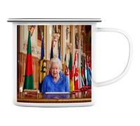 Fabulous Mug en métal émaille Reine Elisabeth II Drapeaux Blanc G