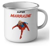 Fabulous Mug en métal émaille Super Marraine Super Heros Blanc G