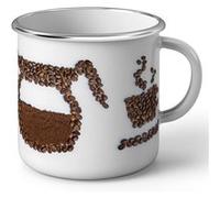 Fabulous Mug en métal émaille Tasse Cafetiere Cafe Graine de Cafe Blanc G
