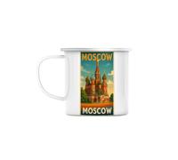 Fabulous Mug Métal Émaillé 284 ml Cathédrale Saint-Basile Moscou illustration voyage rétro - Tasse Vintage Incassable Camping Randonnée