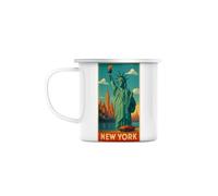 Fabulous Mug Métal Émaillé 284 ml New York Statue de la Liberté skyline rétro - Tasse Vintage Incassable Camping Randonnée