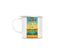 Fabulous Mug Métal Émaillé 284 ml Visit Agra The Taj Mahal voyage vintage - Tasse Vintage Incassable Camping Randonnée