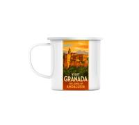Fabulous Mug Métal Émaillé 284 ml Visit Granada The Jewel Of Andalusia Alhambra - Tasse Vintage Incassable Camping Randonnée