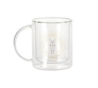 Fabulous Mug Verre Double Paroi - Cheval Signe Astrologie Chinois Zodiaque Dessin Horoscope Animal - Tasse a Cafe et The Isotherme 330ml Effet Suspendu Anti-Brulure Imprime en France