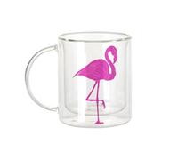 Fabulous Mug Verre Double Paroi - Flamant Rose Dessin - Tasse a Cafe et The Isotherme 330ml Effet Suspendu Anti-Brulure Imprime en France