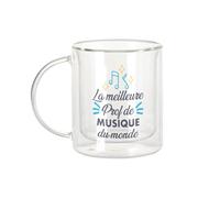 Fabulous Mug Verre Double Paroi - La Meilleure Prof de Musique du Monde College Lycee Conservatoire Instrument - Tasse a Cafe et The Isotherme 330ml Effet Suspendu Anti-Brulure Imprime en France