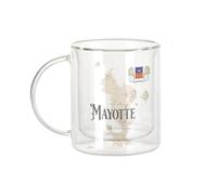 Fabulous Mug Verre Double Paroi - Mayotte 976 Département Outre Mer Carte Ancienne Rare - Tasse a Cafe et The Isotherme 330ml Effet Suspendu Anti-Brulure Imprime en France