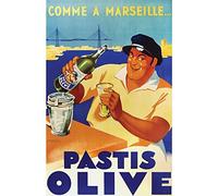 Fabulous Poster Affiche Marseille Olive Vieux Port Pastis Vive La France French Retro Vintage Poster Affiches(30x47cmB)