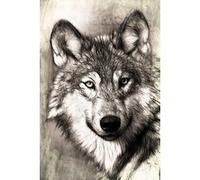 Fabulous Poster Dessin tete de loup noir et blanc (31cm x 47cm) Noir G