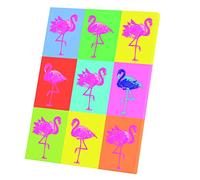 Fabulous Tableau Décoratif Toile Imprimée Mosaïque de Flamants Roses Dont un Bleu sur Fond Colorés Pep's Pop Art Moderne Animaux (60 cm x 76 cm)
