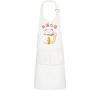 Fabulous Tablier Cuisine Enfant 2 Poches Blanc Maneki Neko Chat - Haut de gamme Blanc G