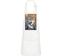 Fabulous Tablier Cuisine Enfant 2 Poches Blanc Tete de Loup Vie Animale - Haut de gamme Blanc G