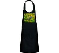 Fabulous Tablier Cuisine Enfant 2 Poches Noir Bel Oiseau Sur Une Branche - Haut de gamme Noir G