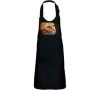 Fabulous Tablier Cuisine Enfant 2 Poches Noir Joli Chat Roux Europeen Fixe du Regard - Haut de gamme Noir G