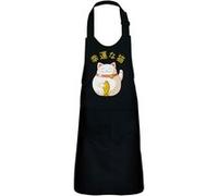 Fabulous Tablier Cuisine Enfant 2 Poches Noir Maneki Neko Chat - Haut de gamme Noir G